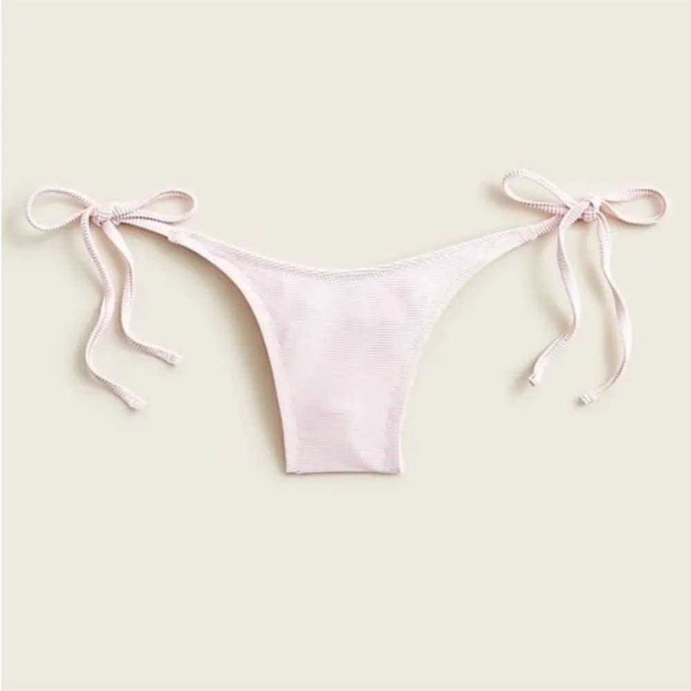 NWT J. Crew Ribbed Curved-waist Cheeky String Bikini Bottom Pale Blossom Pink M